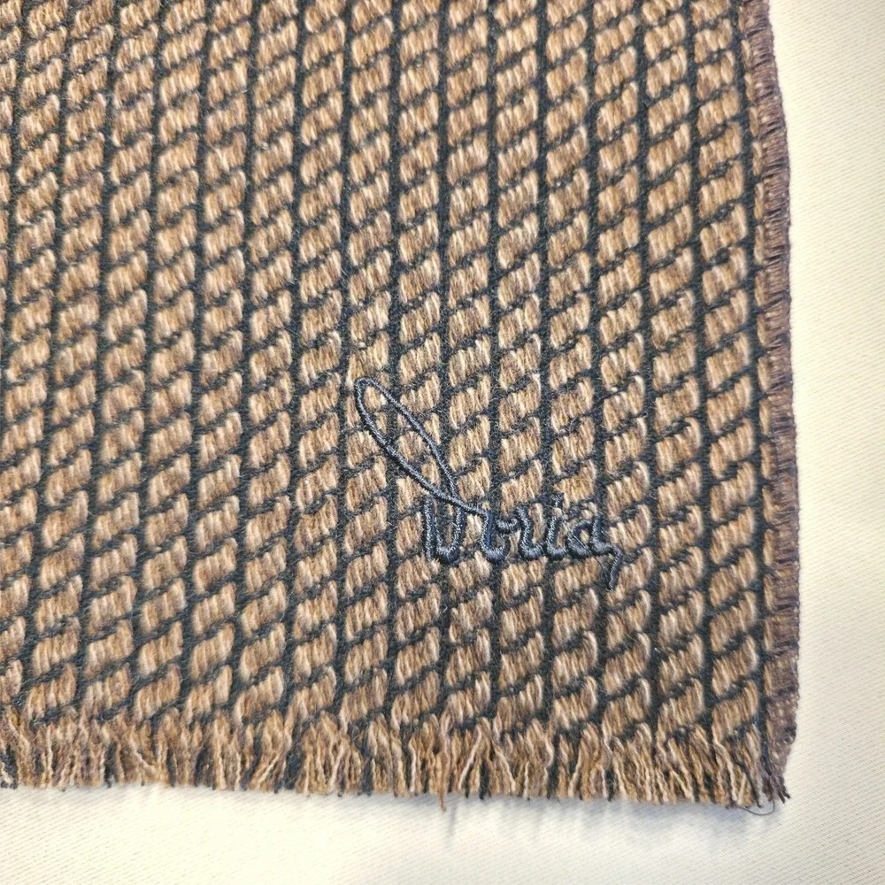 Doria Italy Wool Blend‎ Scarf Brown Rope Pattern Designer Scarf 60